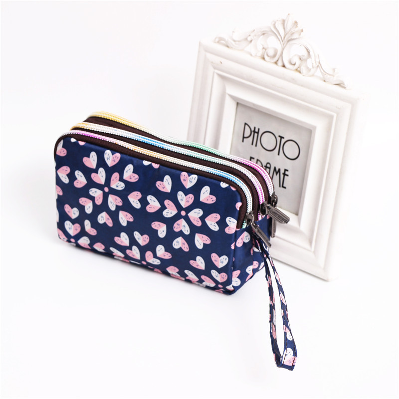 Multi Zip Waterproof Floral Wristlet Pouch