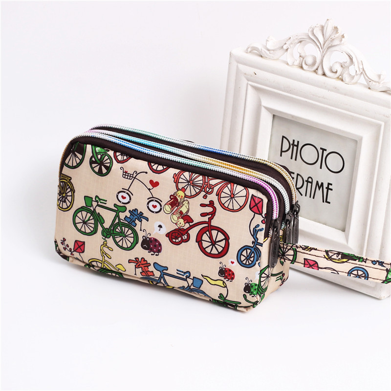 Multi Zip Waterproof Floral Wristlet Pouch