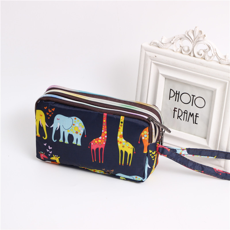 Multi Zip Waterproof Floral Wristlet Pouch