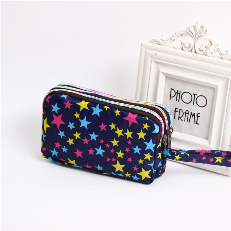 Multi Zip Waterproof Floral Wristlet Pouch