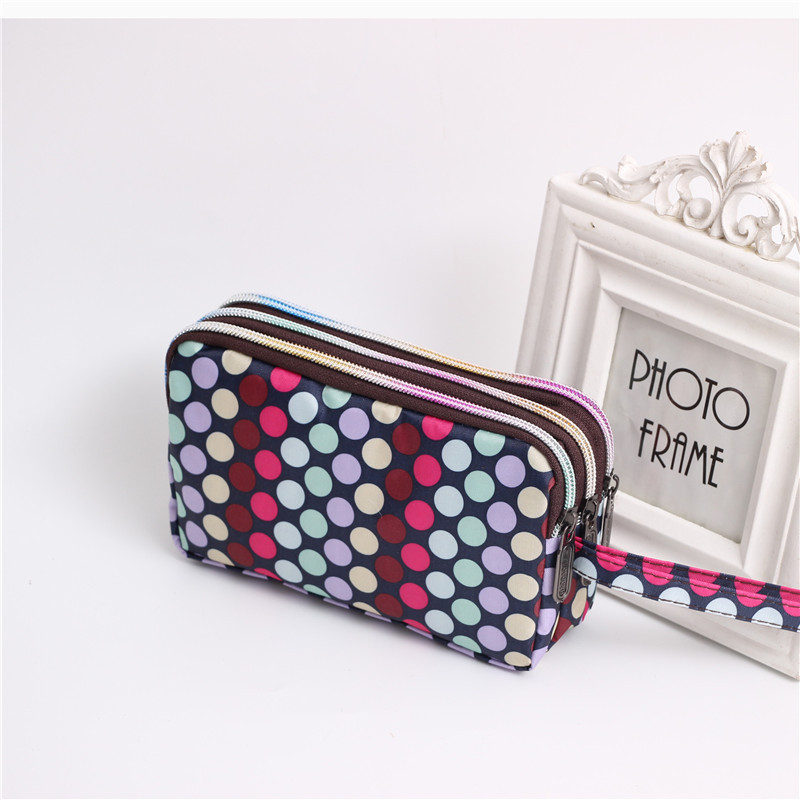 Multi Zip Waterproof Floral Wristlet Pouch