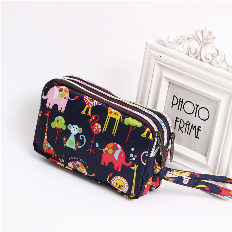 Multi Zip Waterproof Floral Wristlet Pouch
