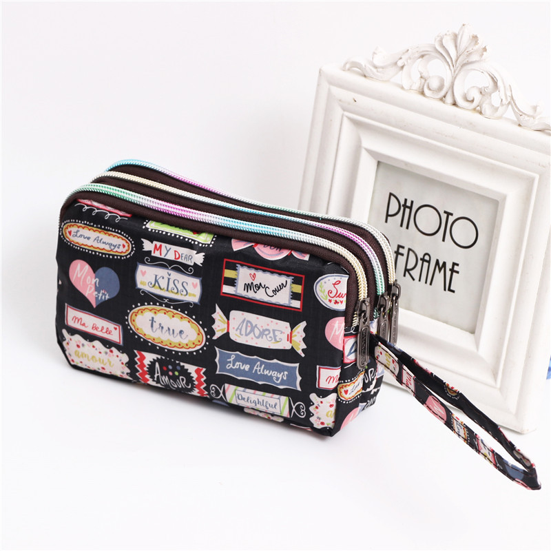 Multi Zip Waterproof Floral Wristlet Pouch