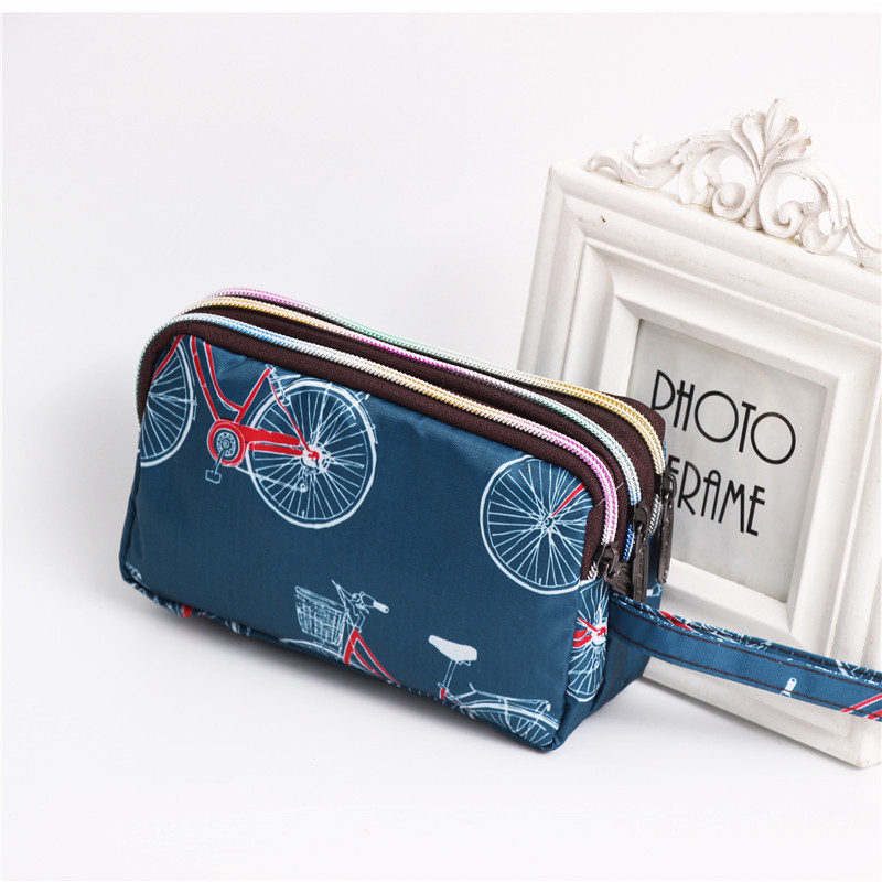 Multi Zip Waterproof Floral Wristlet Pouch