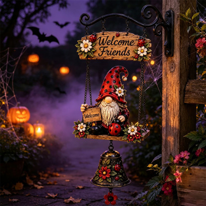 🔥Limited time 50% OFF – Rustic Garden Gnome Bell Outdoor Decor 🐞🌼