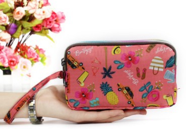 Multi Zip Waterproof Floral Wristlet Pouch