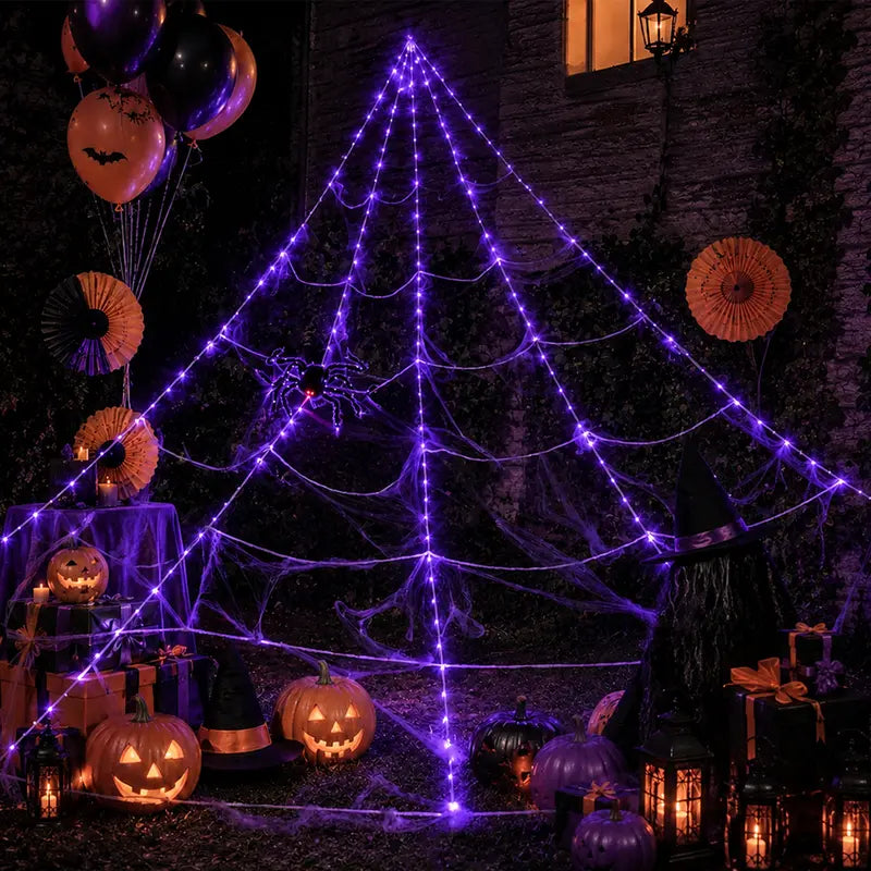 【🎃Halloween sale🎃】Halloween Spider Web Lights Outdoor