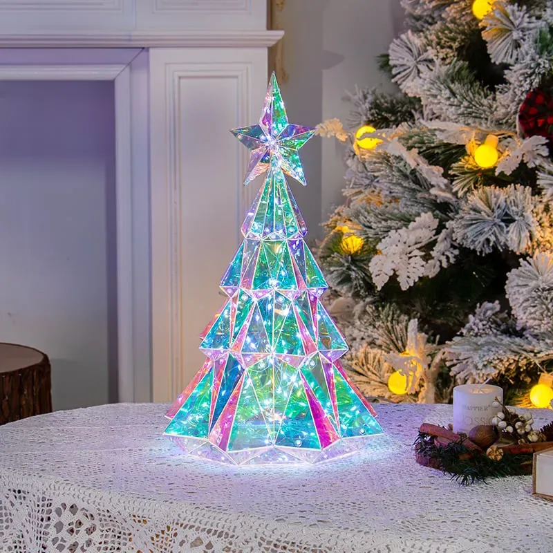 🎅 Early Christmas Sale 🎅✨3D Prismatic Iridescent Holographic Christmas Tree with LED Lights