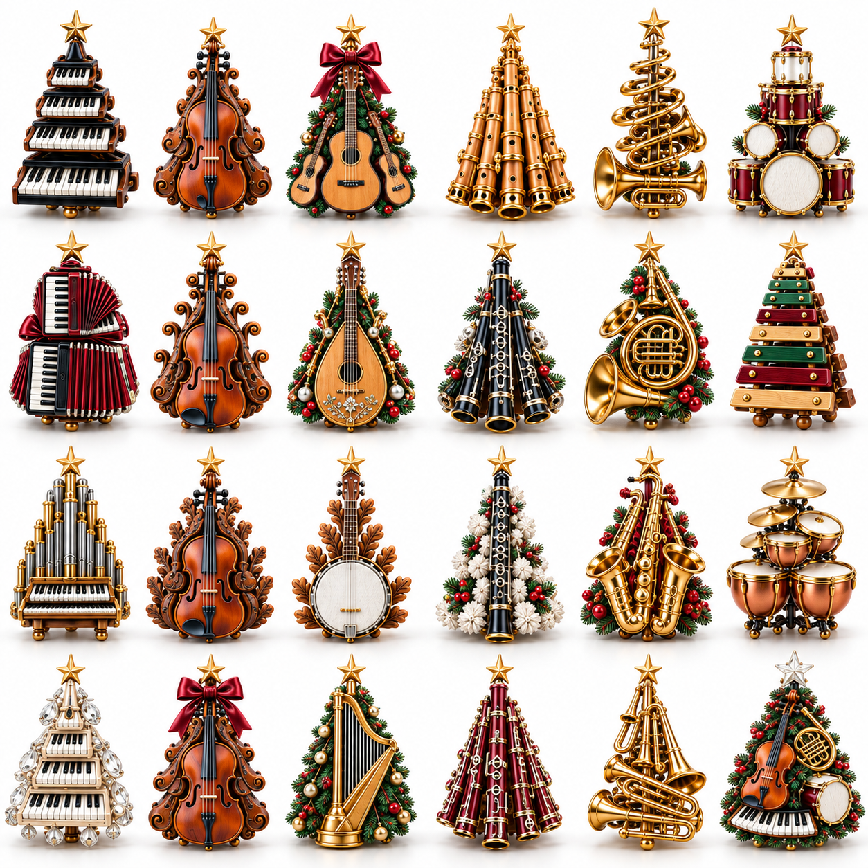 ⏰✨2026 Music Lovers’ Advent Calendar – 24 Unique Musical Instrument Christmas Tree Miniatures