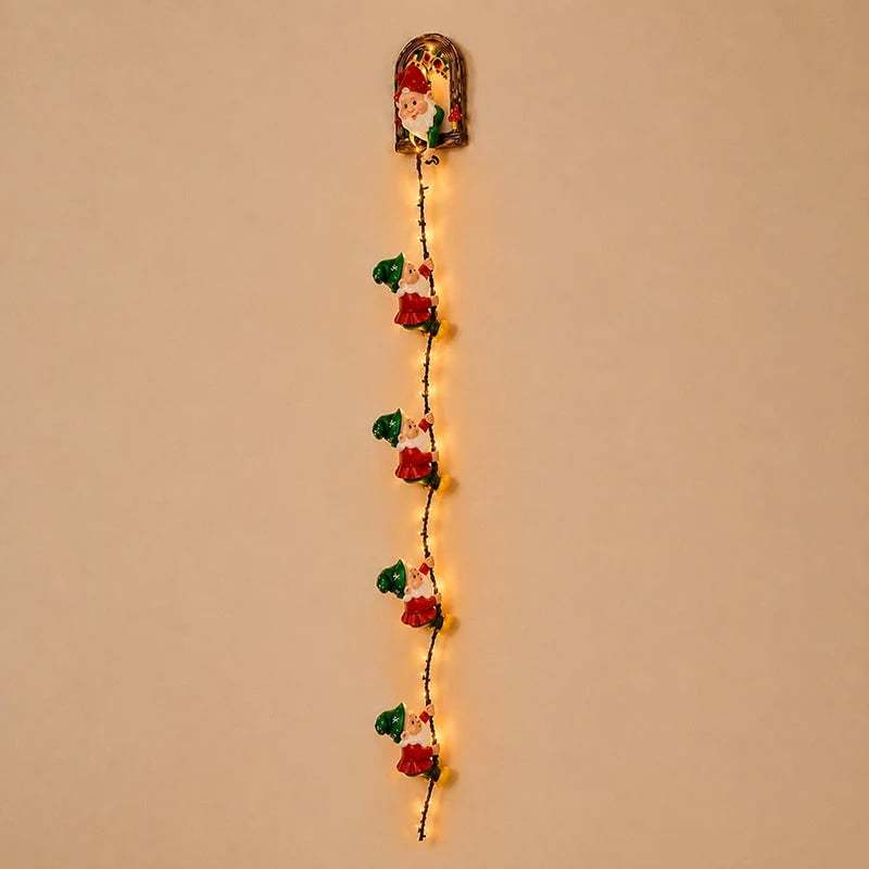 🎀Handmade Climbing Gnome Christmas StringLights, Indoor OutdoorWall Hanging Holiday Decor
