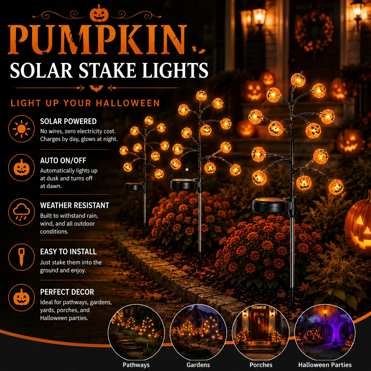 🎃 Last Day 50% OFF – Solar Pumpkin Stake Lights for a Spooky Halloween Yard 👻