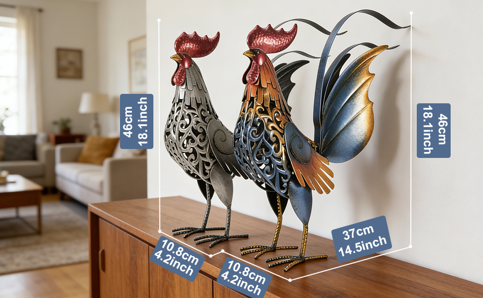 metal rooster statue