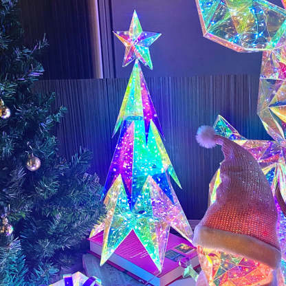 🎅 Early Christmas Sale 🎅✨3D Prismatic Iridescent Holographic Christmas Tree with LED Lights
