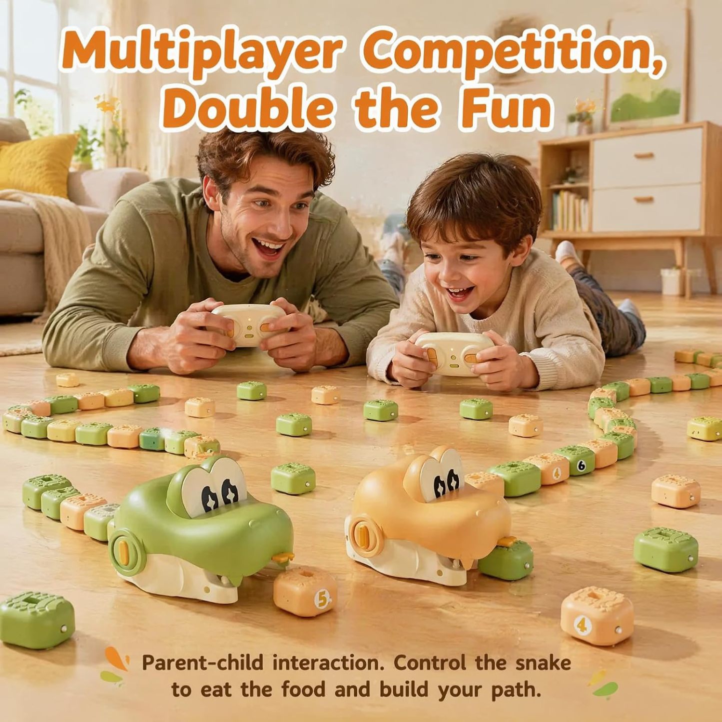 🐍🎁Remote Control Snake Toy with Magnetic Blocks