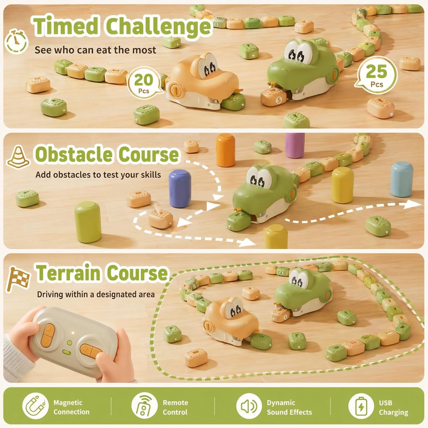 🐍🎁Remote Control Snake Toy with Magnetic Blocks