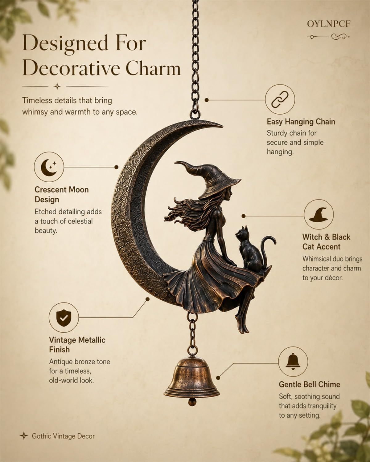 🔥LAST DAY 50% OFF - Witch Moon Black Cat Wind Chime