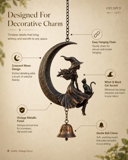 🔥LAST DAY 50% OFF - Witch Moon Black Cat Wind Chime