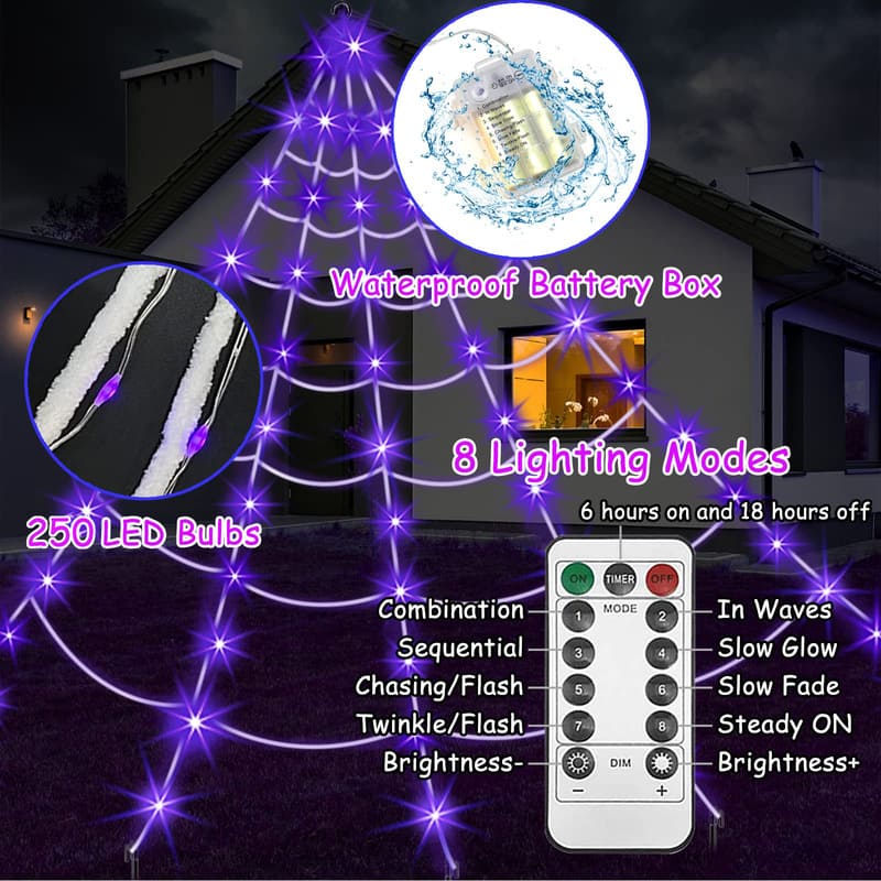 【🎃Halloween sale🎃】Halloween Spider Web Lights Outdoor
