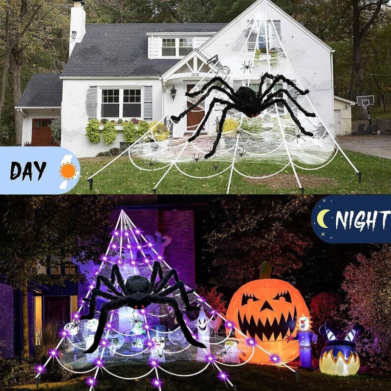 【🎃Halloween sale🎃】Halloween Spider Web Lights Outdoor
