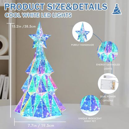 🎅 Early Christmas Sale 🎅✨3D Prismatic Iridescent Holographic Christmas Tree with LED Lights