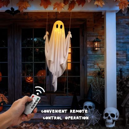 🔥Hanging Swing Ghost Halloween Decor with String Lights