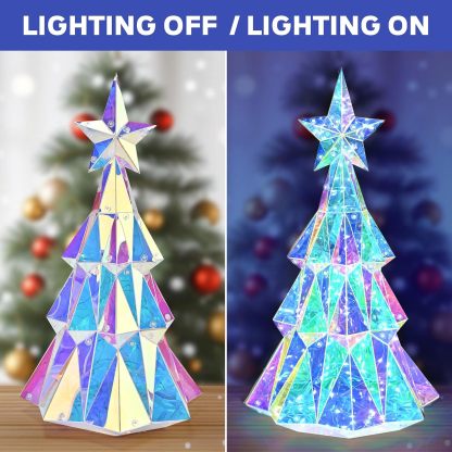 🎅 Early Christmas Sale 🎅✨3D Prismatic Iridescent Holographic Christmas Tree with LED Lights