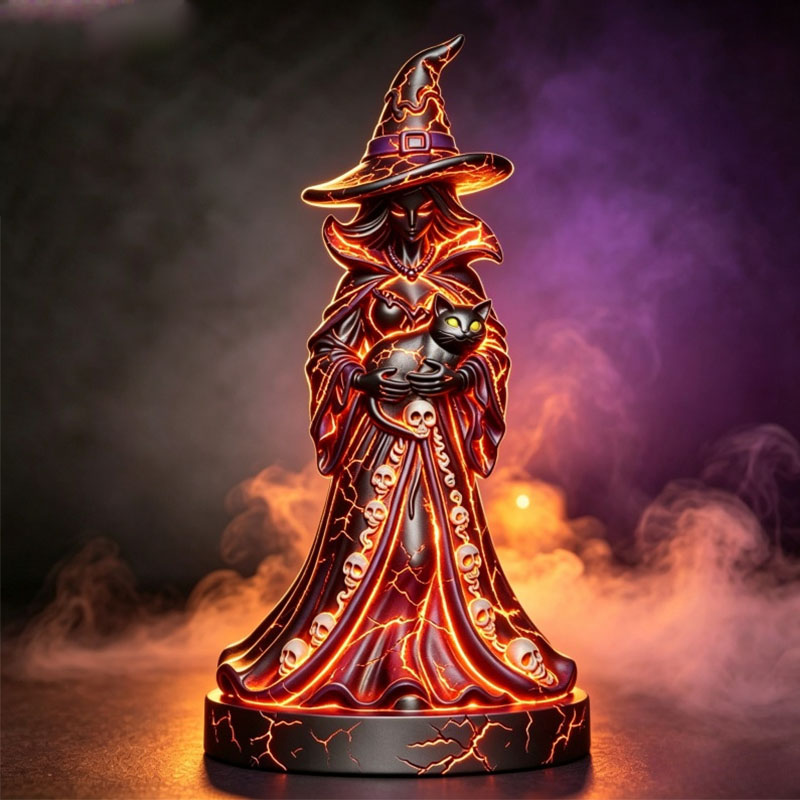 🎁Halloween Light-up Witch and Cat Figurine Ornament