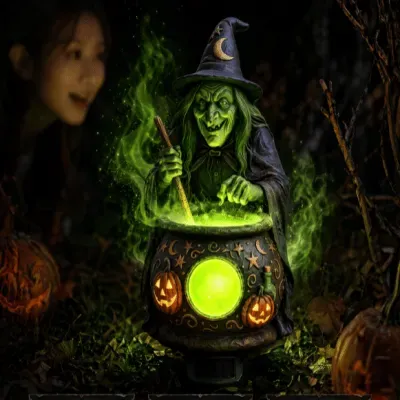 💥🏆Halloween Solar Witch Cauldron Garden Stake Light