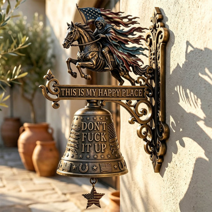 🐉 Skull Dragon Rider Bell – “This Is My Happy Place” Wall Bell