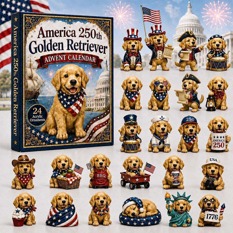 😍🐕24 Days Golden Retriever Acrylic Ornament Advent Calendar
