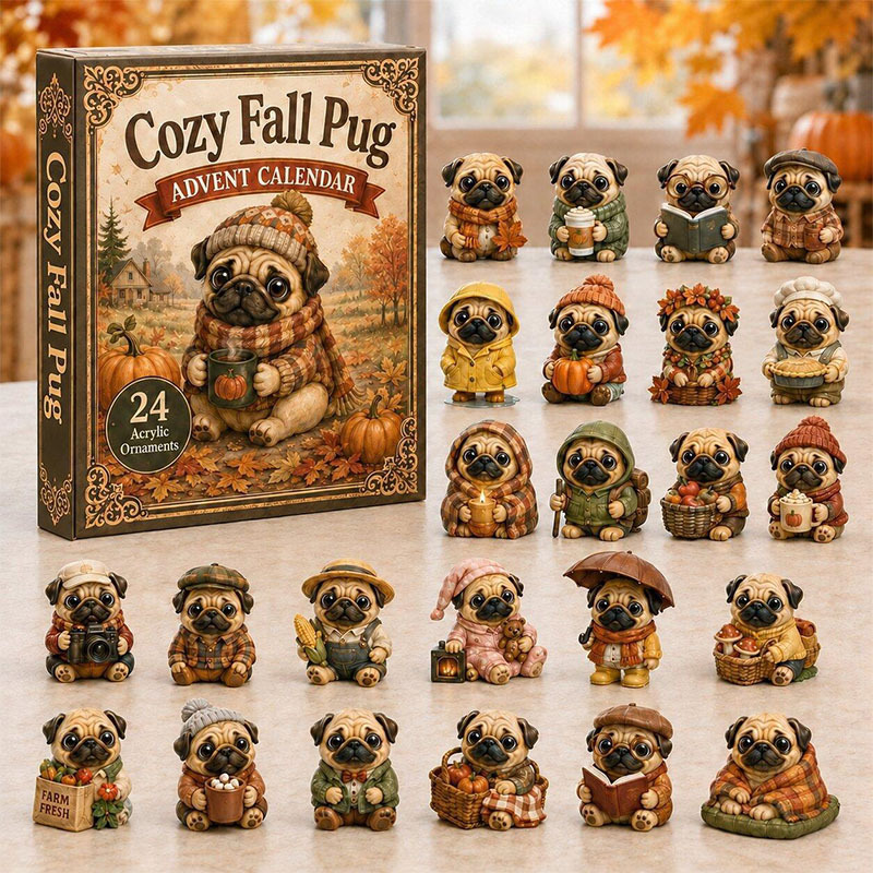 😍🐕24 Days Pug Acrylic Ornament Advent Calendar