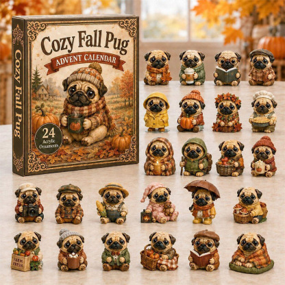 😍🐕24 Days Pug Acrylic Ornament Advent Calendar