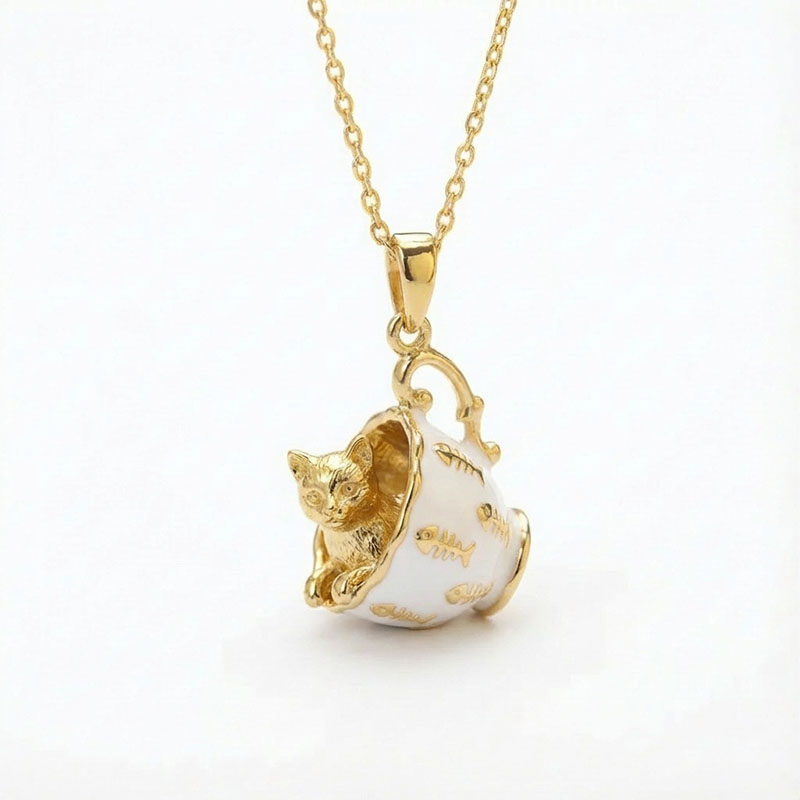 Cute Teacup Animal Locket Necklace