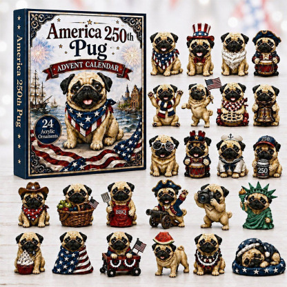 😍🐕24 Days Pug Acrylic Ornament Advent Calendar
