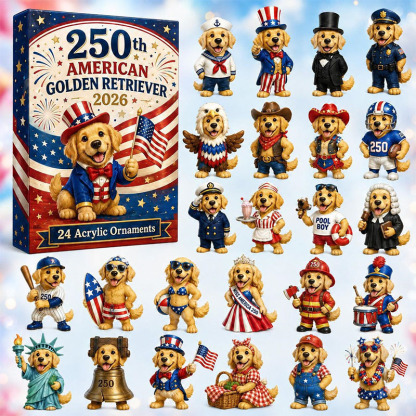 😍🐕24 Days Golden Retriever Acrylic Ornament Advent Calendar