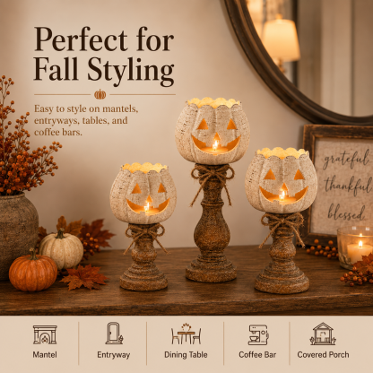 🎁Last Day 50% OFF🔥Rustic White Pumpkin Tealight Candle Holder✨