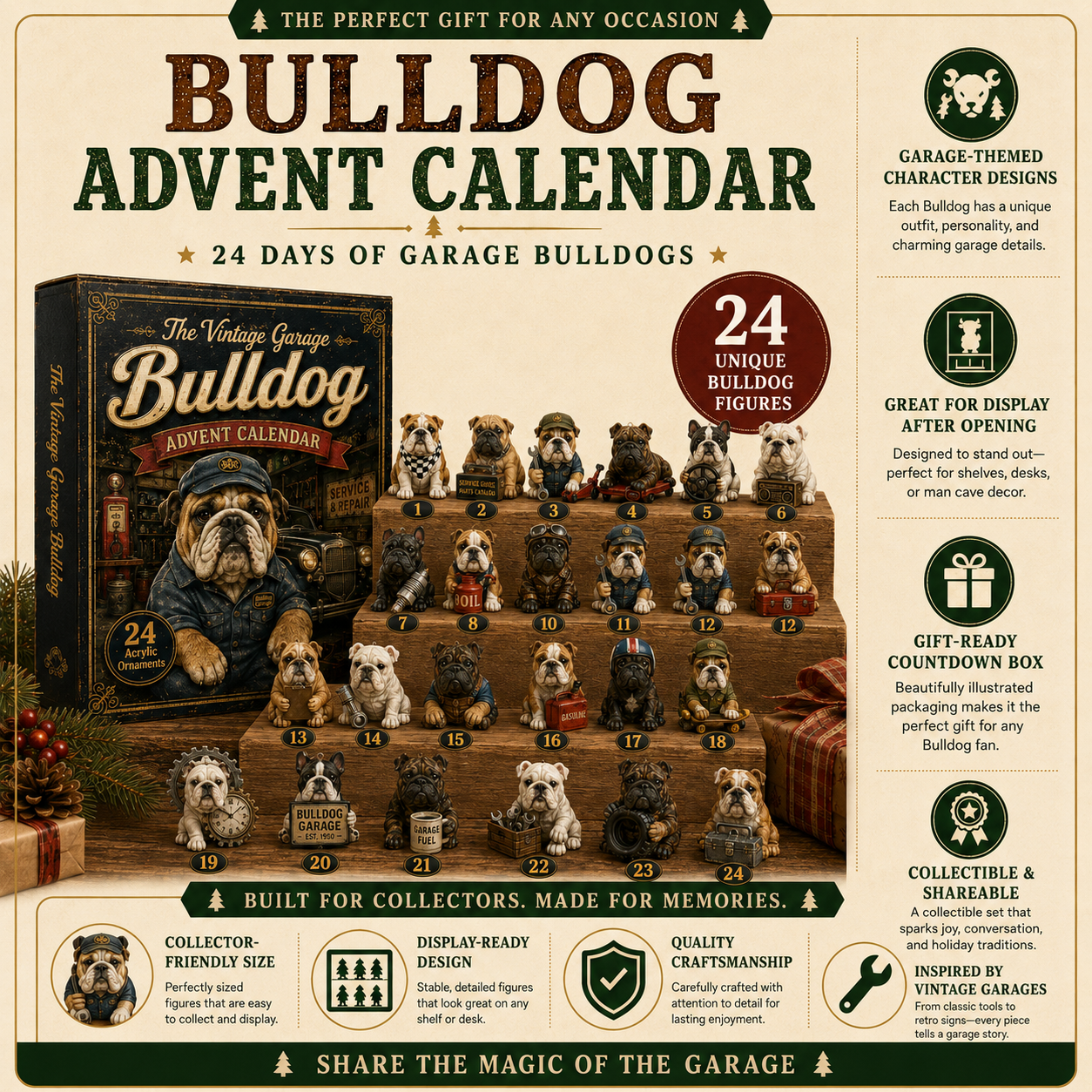 🔥49% Off Last Day -🔧 Vintage Garage Bulldog Advent Calendar 2026