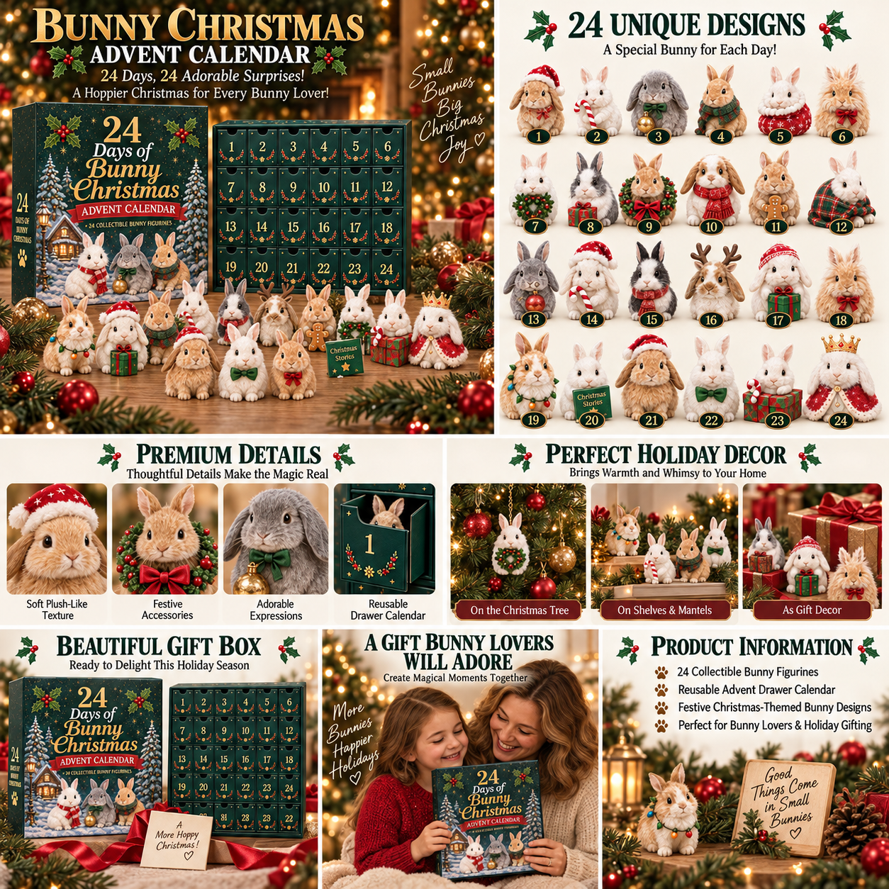 🎁🐇24 Days Bunny Acrylic Ornament Advent Calendar