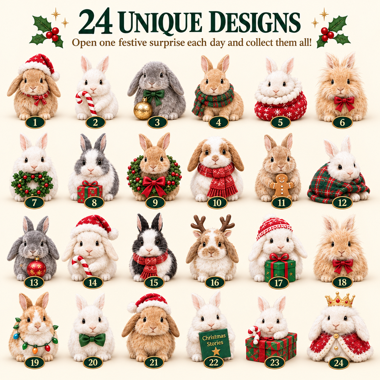 🎁🐇24 Days Bunny Acrylic Ornament Advent Calendar