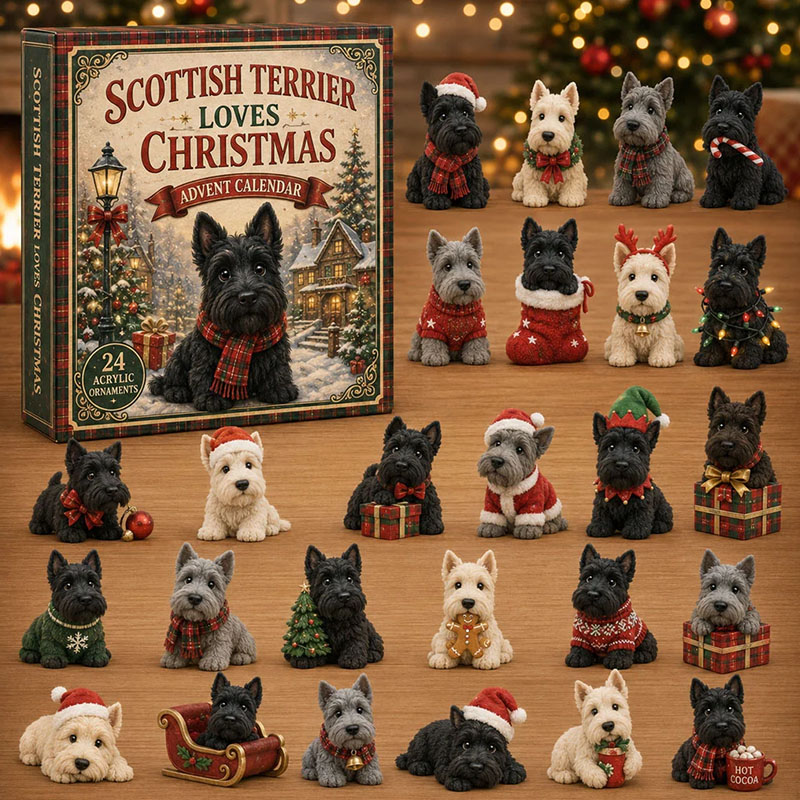 ✨24 Days Scottish Terrier Acrylic Ornament Advent Calendar