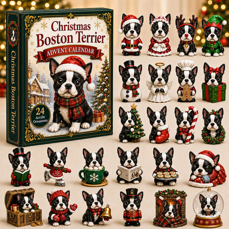 ✨24 Days Boston Terrier Acrylic Ornament Advent Calendar