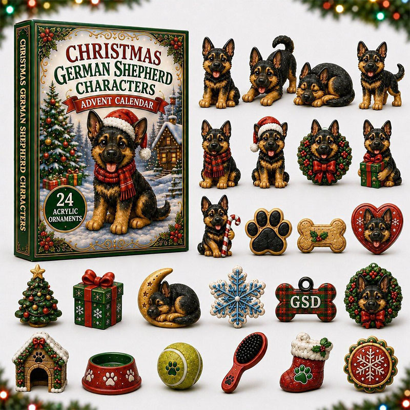 🎁🐕24 Days Sheepdog Acrylic Ornament Advent Calendar