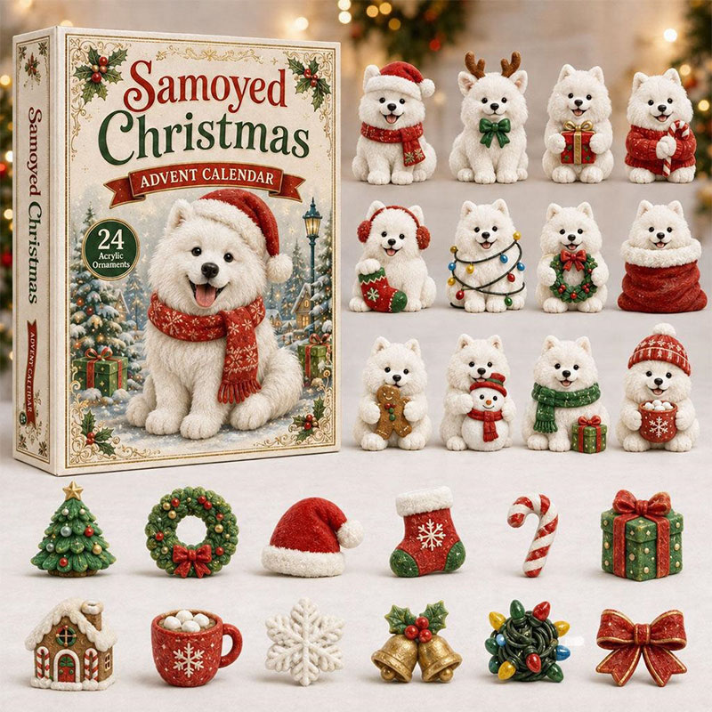 😍🐕24 Days Samoyed Acrylic Ornament Advent Calendar