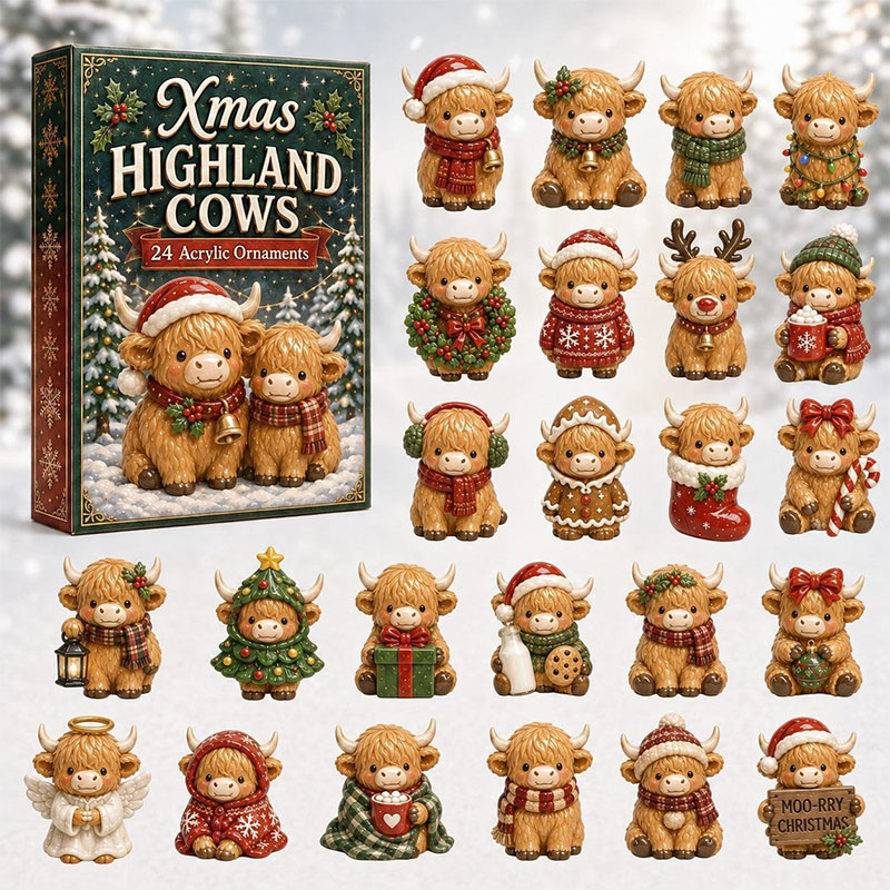 🐶24 Days Highland Cow Acrylic Ornament Advent Calendar