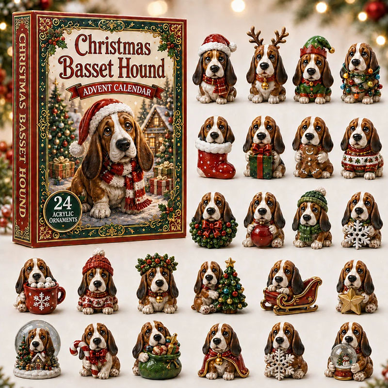 ✨24 Days Basset Hound Acrylic Ornament Advent Calendar