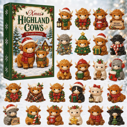 🐶24 Days Highland Cow Acrylic Ornament Advent Calendar