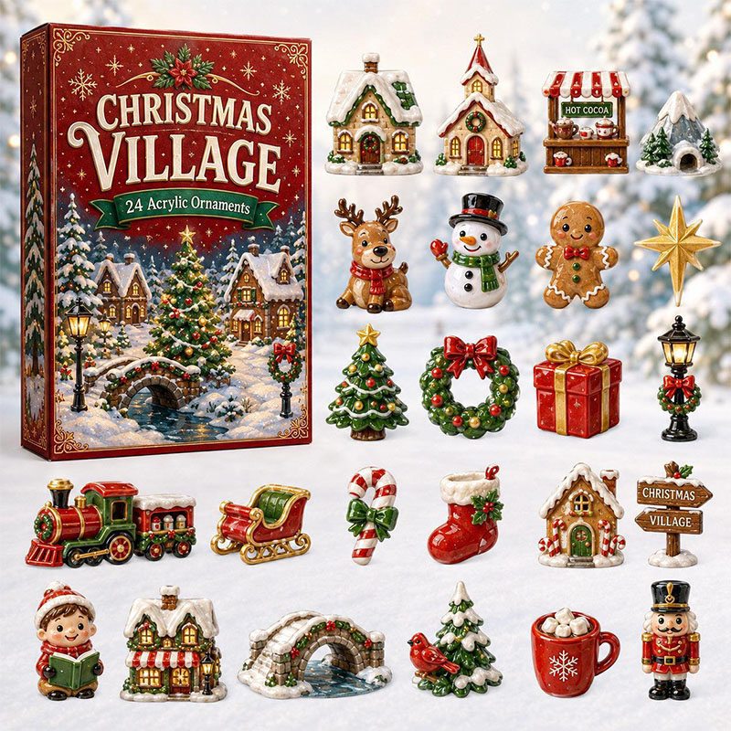 ✨🎄24 Days Of Christmas Village Friends Acrylic Ornament Advent Calendar