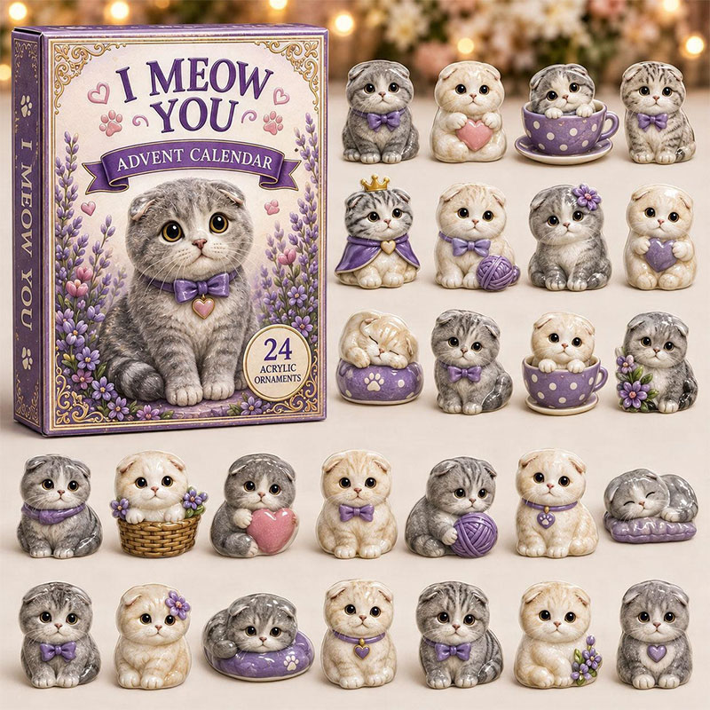 🎁🐱24 Days Scottish Fold Cat Acrylic Ornament Advent Calendar