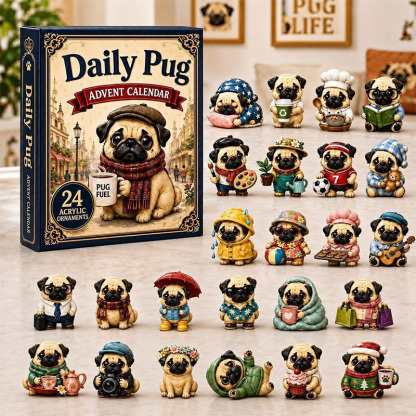 😍🐕24 Days Pug Acrylic Ornament Advent Calendar
