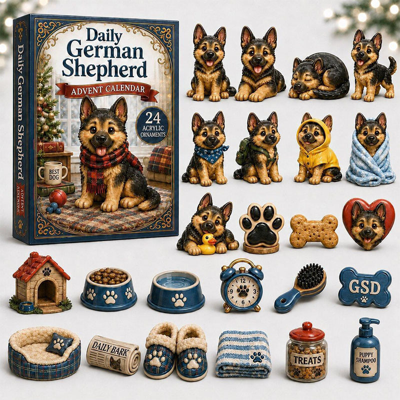 🎁🐕24 Days Sheepdog Acrylic Ornament Advent Calendar